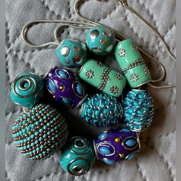 Sterling Silver Tibetan Bead Boho Necklace - Picture 1 of 9